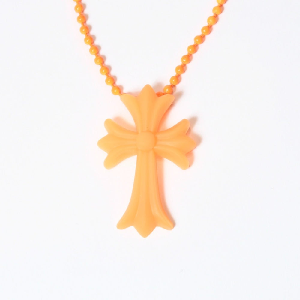Very Good Condition CHROME HEARTS Rubber Small CH Cross Silicone Necklace Rubber Green Ball Chain Used 4b013674