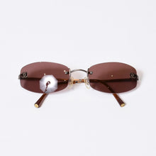 Load image into Gallery viewer, CHANEL シャネル リムレス サングラス アイウェア 4002 c.116/75 サイズ54□19 130 ココマーク ワインレッド ブラウン 美品 中古 4b013718