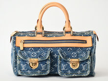 Load image into Gallery viewer, 新品同様 LOUIS VUITTON ルイヴィトン ネオスピーディ ハンドバッグ M95019 モノグラム デニム インディゴブルー ゴールド金具 中古 4b013468