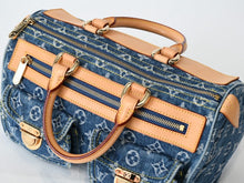 Load image into Gallery viewer, 新品同様 LOUIS VUITTON ルイヴィトン ネオスピーディ ハンドバッグ M95019 モノグラム デニム インディゴブルー ゴールド金具 中古 4b013468