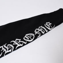 Load image into Gallery viewer, CHROME HEARTS クロムハーツ カシミヤ ニットカーディガン フーディ サイズM 袖ロゴ ブラック レザー シルバー925 美品 中古 4b013785