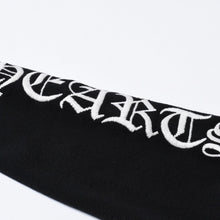 Load image into Gallery viewer, CHROME HEARTS クロムハーツ カシミヤ ニットカーディガン フーディ サイズM 袖ロゴ ブラック レザー シルバー925 美品 中古 4b013785