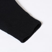 Load image into Gallery viewer, CHROME HEARTS クロムハーツ カシミヤ ニットカーディガン フーディ サイズM 袖ロゴ ブラック レザー シルバー925 美品 中古 4b013785