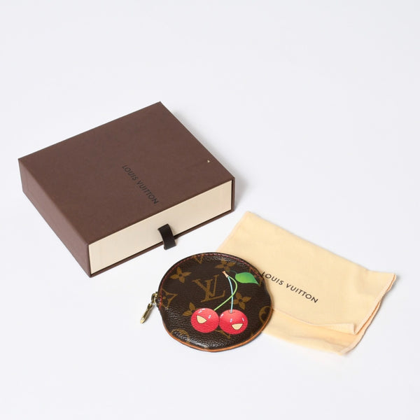 LOUIS VUITTON ルイヴィトン ポルトモネ ロン コインケース M95043 モノグラムチェリー 村上隆 ゴールド金具 美品 中古4b013011
