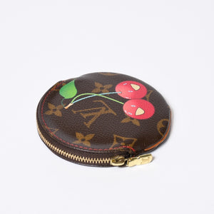 LOUIS VUITTON ルイヴィトン ポルトモネ ロン コインケース M95043 モノグラムチェリー 村上隆 ゴールド金具 美品 中古4b013011