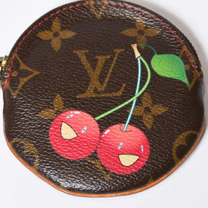 LOUIS VUITTON ルイヴィトン ポルトモネ ロン コインケース M95043 モノグラムチェリー 村上隆 ゴールド金具 美品 中古4b013011