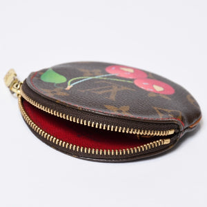 LOUIS VUITTON ルイヴィトン ポルトモネ ロン コインケース M95043 モノグラムチェリー 村上隆 ゴールド金具 美品 中古4b013011
