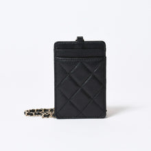 Load image into Gallery viewer, 新品未使用品 CHANEL シャネル ココマーク チェーンストラップ付き カードケース 30番台 ブラック ラムスキン 中古 4b013614
