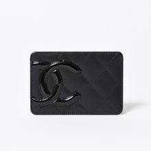Load image into Gallery viewer, CHANEL シャネル カンボンライン ココマーク マトラッセ カードケース 17番台 ブラック ピンク カーフスキン 美品 中古 4b013610