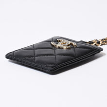 Load image into Gallery viewer, 新品未使用品 CHANEL シャネル ココマーク チェーンストラップ付き カードケース 30番台 ブラック ラムスキン 中古 4b013614