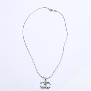 Very Good Condition CHANEL Cocomark Necklace SV 00A Light Stone Silver Used 4b012975