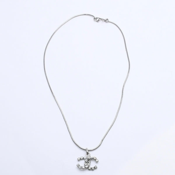 Very Good Condition CHANEL Cocomark Necklace SV 00A Light Stone Silver Used 4b012975