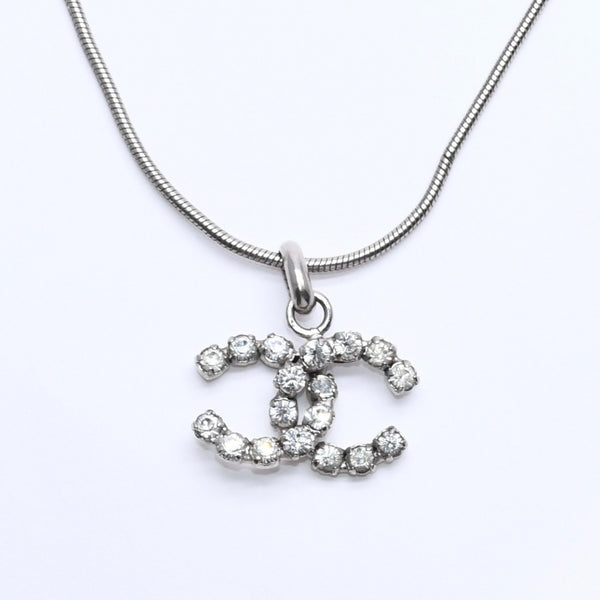 Very Good Condition CHANEL Cocomark Necklace SV 00A Light Stone Silver Used 4b012975