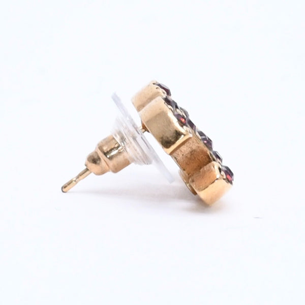 CHANEL Coco Mark Rhinestone Earrings 05A Engraved Gold Bordeaux Rhinestone Accessories Weight 2.28g For One Ear Made in France Good Condition Used 4c074876