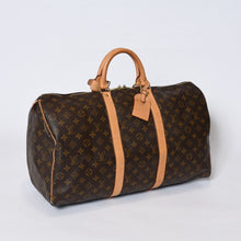 Load image into Gallery viewer, LOUIS VUITTON ルイヴィトン モノグラム キーポル45 ボストンバッグ M41428 PVC ヌメ革 ブラウン ゴールド金具 美品 中古 4b013708