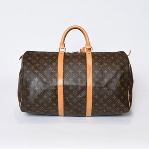 LOUIS VUITTON ルイヴィトン キーポル50 ボストンバッグ M41426 モノグラム PVC レザー モノグラム ゴールド金具 美品 中古 4b013707