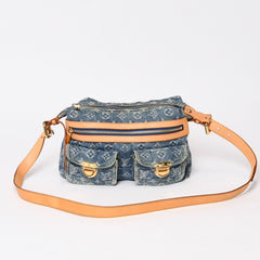 Very good condition LOUIS VUITTON Monogram Denim Baggy PM Shoulder Bag One Shoulder M95049 Indigo Blue Used 4b013842