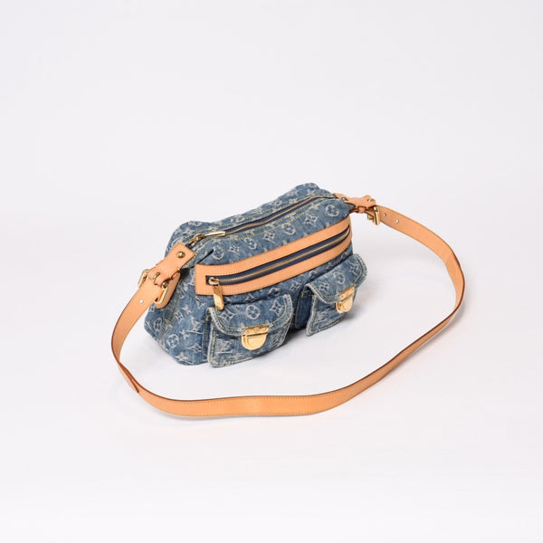 Very good condition LOUIS VUITTON Monogram Denim Baggy PM Shoulder Bag One Shoulder M95049 Indigo Blue Used 4b013842