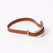 画像をギャラリービューアに読み込む, HERMES エルメス BELT MOTIF レザーベルト ブレスレット ブラウン シルバー925 美品 中古 4b013965