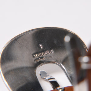 HERMES エルメス BELT MOTIF レザーベルト ブレスレット ブラウン シルバー925 美品 中古 4b013965
