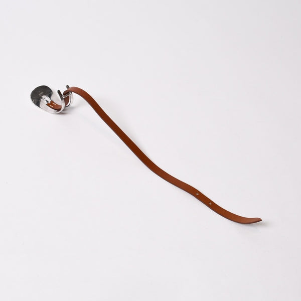HERMES エルメス BELT MOTIF レザーベルト ブレスレット ブラウン シルバー925 美品 中古 4b013965