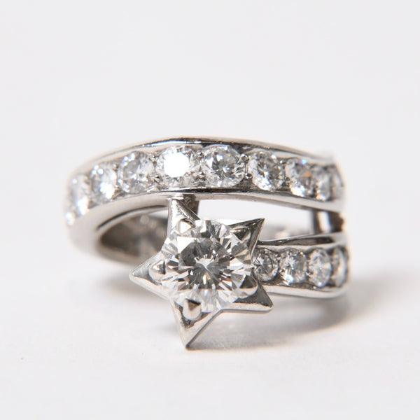 CHANEL Comet Ring Ring Accessory Diamond K18WG 12g Silver Hardware Good Condition Used 4b013919
