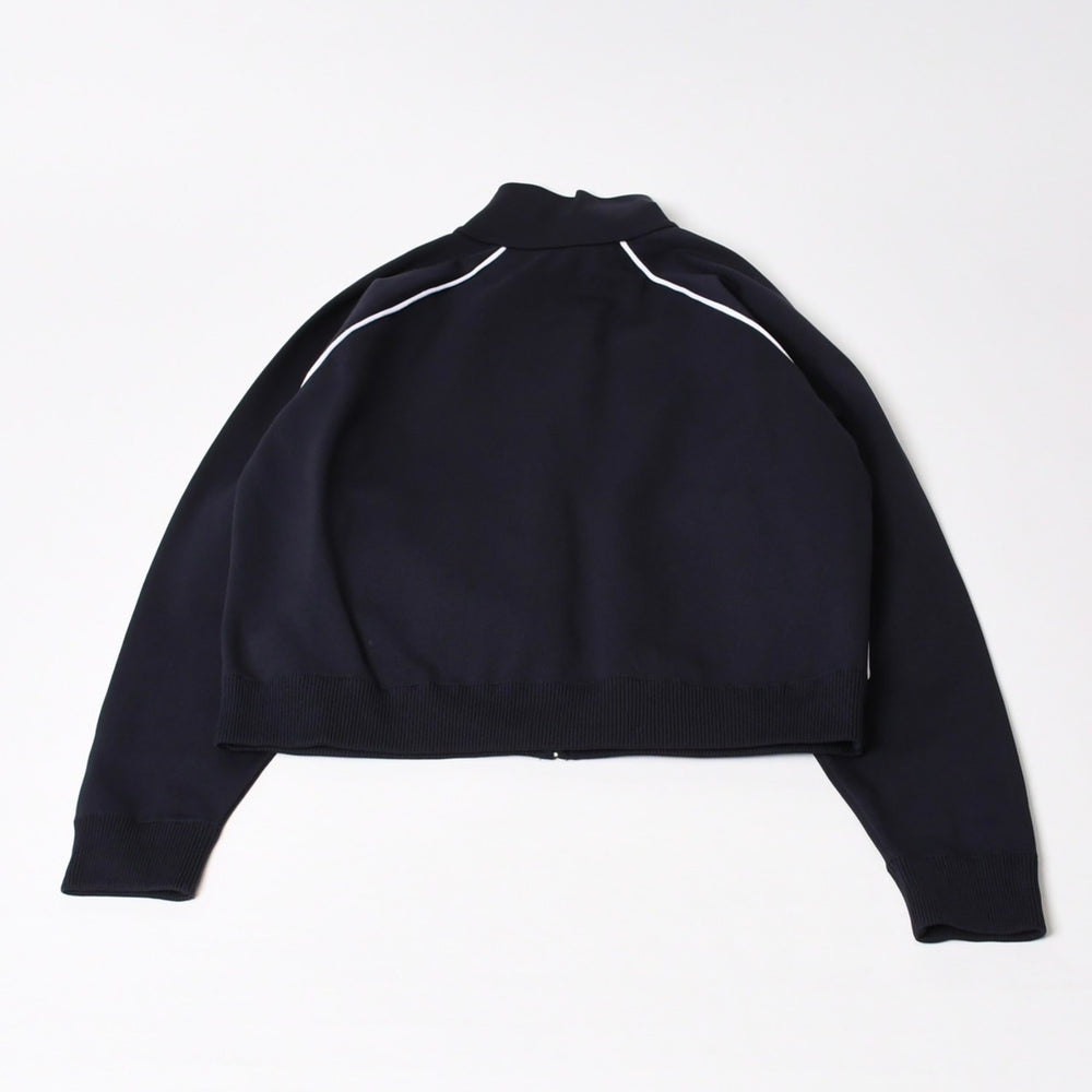 新品未使用品 MIU MIU ミュウミュウ ジップアップブルゾン MMF958 SOOO 16WY ニットロゴパッチ ネイビー 4b014004