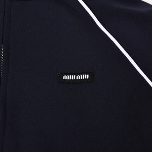 新品未使用品 MIU MIU ミュウミュウ ジップアップブルゾン MMF958 SOOO 16WY ニットロゴパッチ ネイビー 4b014004