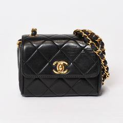 CHANEL Mini Mini Matelasse S Flap S Chain Shoulder Bag No. 3 Coco Mark Lambskin Gold Hardware Good Condition Used 4b014008