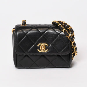 CHANEL Mini Mini Matelasse S Flap S Chain Shoulder Bag No. 3 Coco Mark Lambskin Gold Hardware Good Condition Used 4b014008