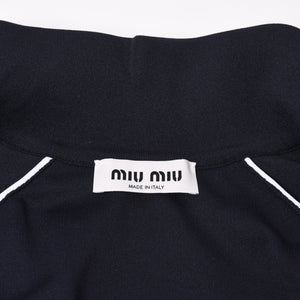 新品未使用品 MIU MIU ミュウミュウ ジップアップブルゾン MMF958 SOOO 16WY ニットロゴパッチ ネイビー 4b014004