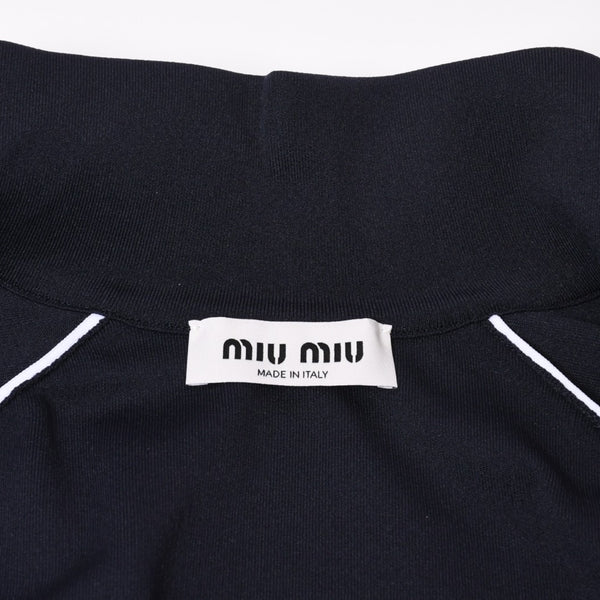 新品未使用品 MIU MIU ミュウミュウ ジップアップブルゾン MMF958 SOOO 16WY ニットロゴパッチ ネイビー 4b014004