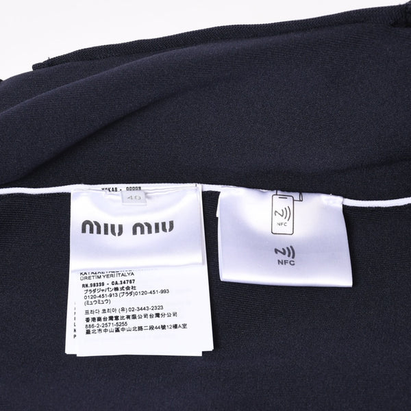 新品未使用品 MIU MIU ミュウミュウ ジップアップブルゾン MMF958 SOOO 16WY ニットロゴパッチ ネイビー 4b014004