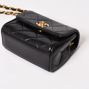 CHANEL Mini Mini Matelasse S Flap S Chain Shoulder Bag No. 3 Coco Mark Lambskin Gold Hardware Good Condition Used 4b014008