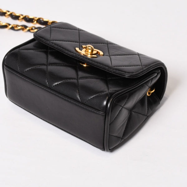 CHANEL Mini Mini Matelasse S Flap S Chain Shoulder Bag No. 3 Coco Mark Lambskin Gold Hardware Good Condition Used 4b014008