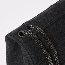Load image into Gallery viewer, 極美品 CHANEL シャネル 2.55 Sフラップ Wチェーンショルダーバッグ 5番台 ココマーク チョコバー ウール フェルト グレー 中古 4b013941