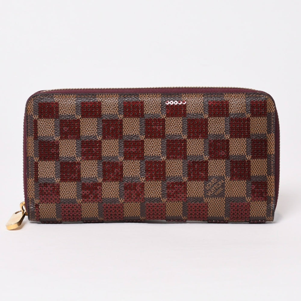 極美品 LOUIS VUITTON ルイヴィトン ジッピーウォレット 長財布 N63174 ダミエパイエット ゴールド金具 中古 4b013949