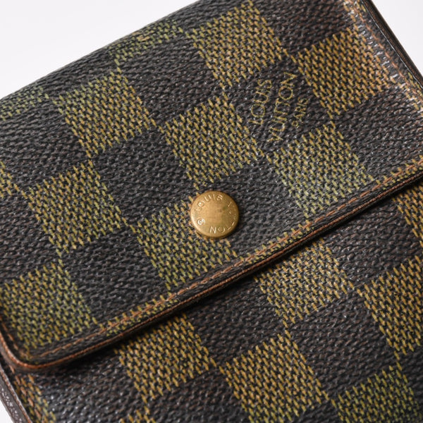 LOUIS VUITTON Bifold wallet compact zip N61654 Damier canvas gold hardware Good used 4b014059