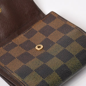 LOUIS VUITTON Bifold wallet compact zip N61654 Damier canvas gold hardware Good used 4b014059