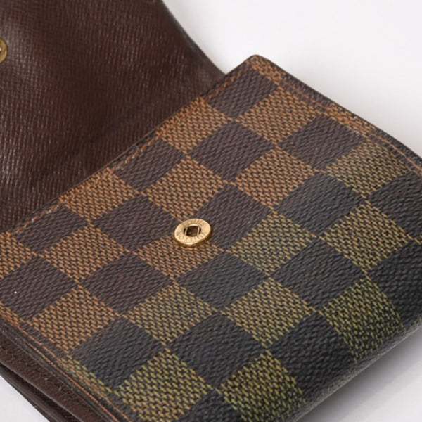 LOUIS VUITTON Bifold wallet compact zip N61654 Damier canvas gold hardware Good used 4b014059