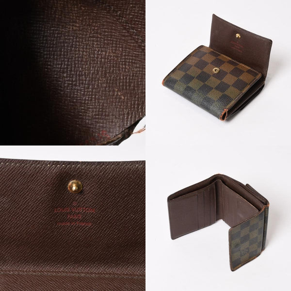 LOUIS VUITTON Bifold wallet compact zip N61654 Damier canvas gold hardware Good used 4b014059
