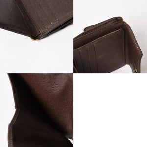 LOUIS VUITTON Bifold wallet compact zip N61654 Damier canvas gold hardware Good used 4b014059