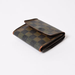 LOUIS VUITTON Bifold wallet compact zip N61654 Damier canvas gold hardware Good used 4b014059