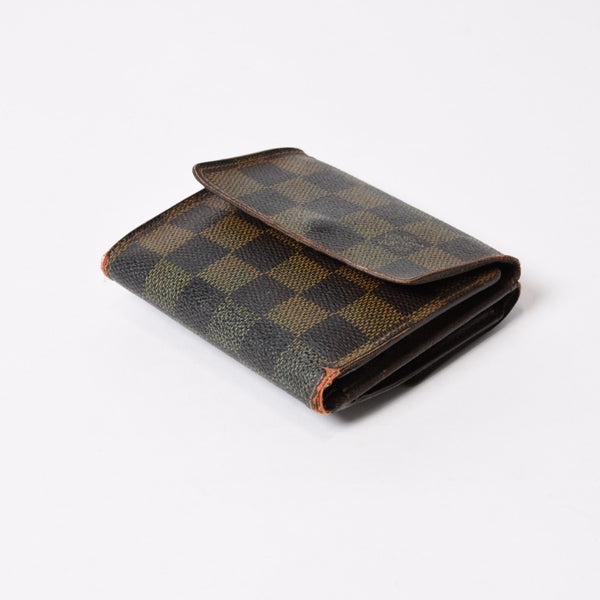 LOUIS VUITTON Bifold wallet compact zip N61654 Damier canvas gold hardware Good used 4b014059