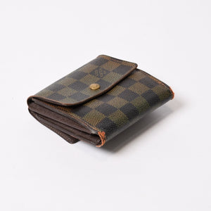 LOUIS VUITTON Bifold wallet compact zip N61654 Damier canvas gold hardware Good used 4b014059