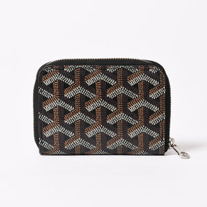 極美品 GOYARD ゴヤール マティニョンPM カードケース コインケース ゴヤールディンキャンバス レザー ブラック シルバー金具 中古 4b014113