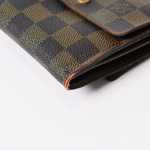 LOUIS VUITTON Bifold wallet compact zip N61654 Damier canvas gold hardware Good used 4b014059