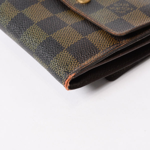LOUIS VUITTON Bifold wallet compact zip N61654 Damier canvas gold hardware Good used 4b014059