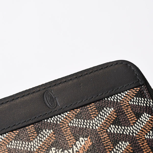 極美品 GOYARD ゴヤール マティニョンPM カードケース コインケース ゴヤールディンキャンバス レザー ブラック シルバー金具 中古 4b014113
