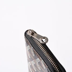極美品 GOYARD ゴヤール マティニョンPM カードケース コインケース ゴヤールディンキャンバス レザー ブラック シルバー金具 中古 4b014113